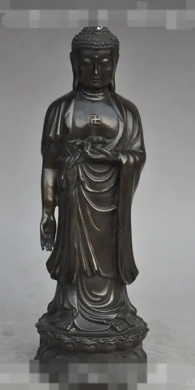 

S06730 10"chinese buddhism temple bronze sakyamuni Tathagata Amitabha buddha statue
