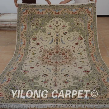 

Yilong 6'x9' Oriental handmade persian wool silk carpet exquisite silk persian wool rugs (1452)