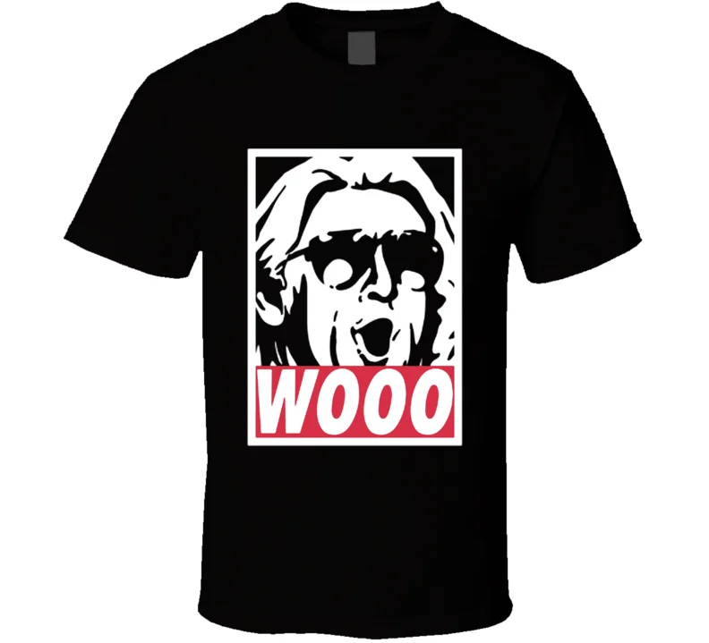 Ric الذوق Wooooo المصارعة أسطورة الطبيعة BoyRic الذوق Wooooo انتزاع الأسود تي شيرت قصيرة الأكمام زائد حجم شحن مجاني تي شيرت
