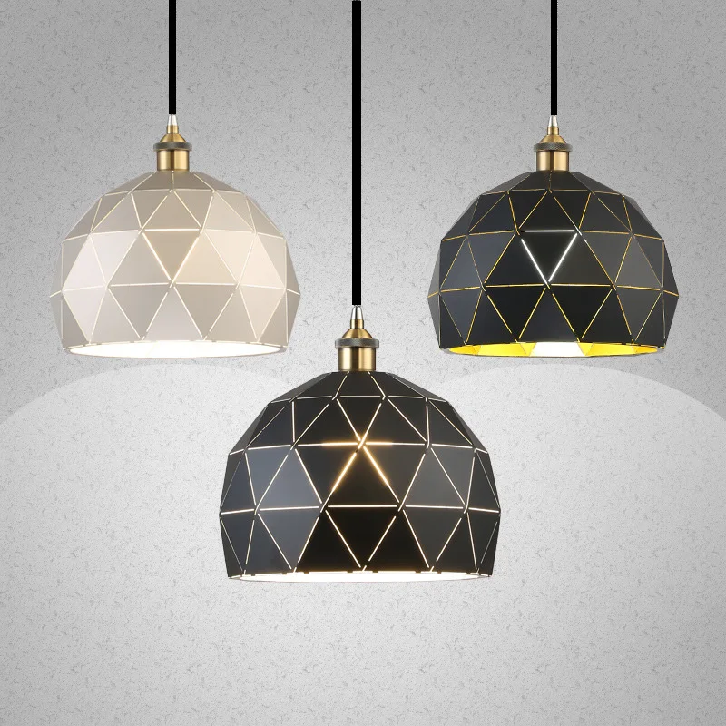 Post Modern Pendant Light Painted Metal Hanging Drop Lights Home Retro Industrial Pendant Lamp Silver Black White E27 E26 Lights (7)