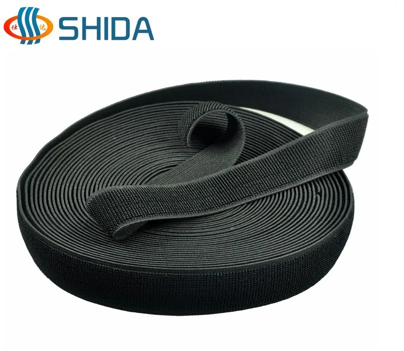 Free shipping 20 yards 2cm black elastic loop hair side elastic magic