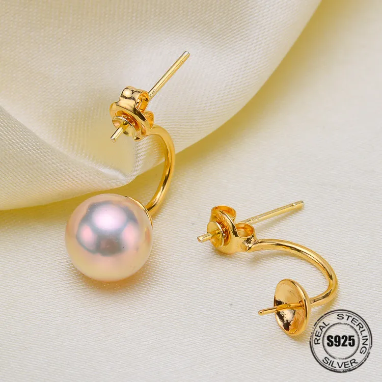 

HOT High Quality 925 Sterling Silver Stud Earrings Settings DIY Pearl Earring Hooks Findings Women's Jewelry Making Accessories