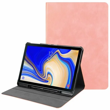 Чехол с карандаш держатель для Samsung Galaxy Tab S4 10,5 T830 SM-T835 10,5 дюймовый планшет стенд Smart Cover чехол с авто режимом включения и выключения - Цвет: Розовый