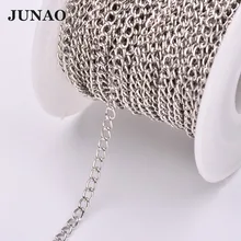 JUNAO 3 мм 6 мм серебристо-золотая металлическая цепь кромка Стразы кисточка бахрома швейная лента стальные цепи
