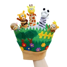 Детские Мультяшные куклы с животными, пальчиковые куклы для детей, детские перчатки с изображением животных, куклы, игрушки на ночь, сказочные фантоши, Семейная Игра