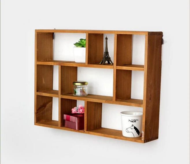 Estante de pared de madera hueco soportes de almacenamiento y estantes