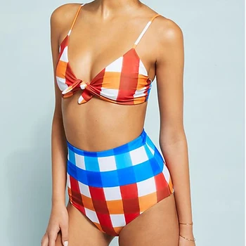 

2019 New Arrival Women Bikini Swimsuits Swim Wear Bathing Suit African Print Biquini Large Two Piece Neck Swimwear