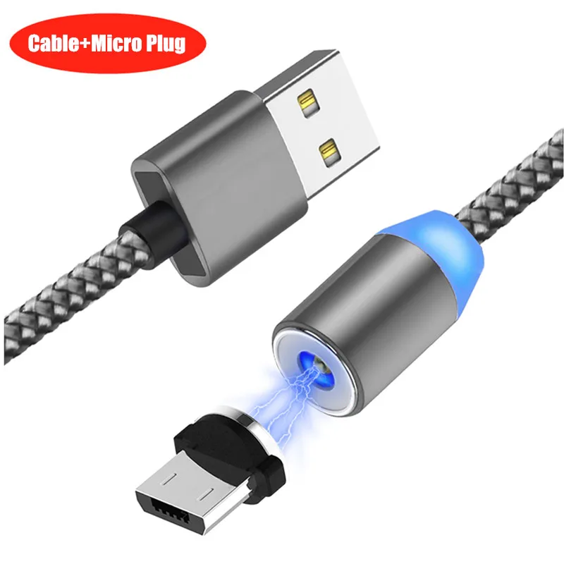 Магнитный Micro USB кабель NiSi для iPhone XR samsung S9 Xiaomi huawei mate 20 TypeC/8PIN IOS штекер провод для быстрой зарядки Кабели 1 м - Цвет: Grey Micro Cable