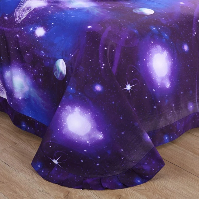 Постельное белье 3D Galaxy пододеяльник односпальное двухстороннее фиолетовое