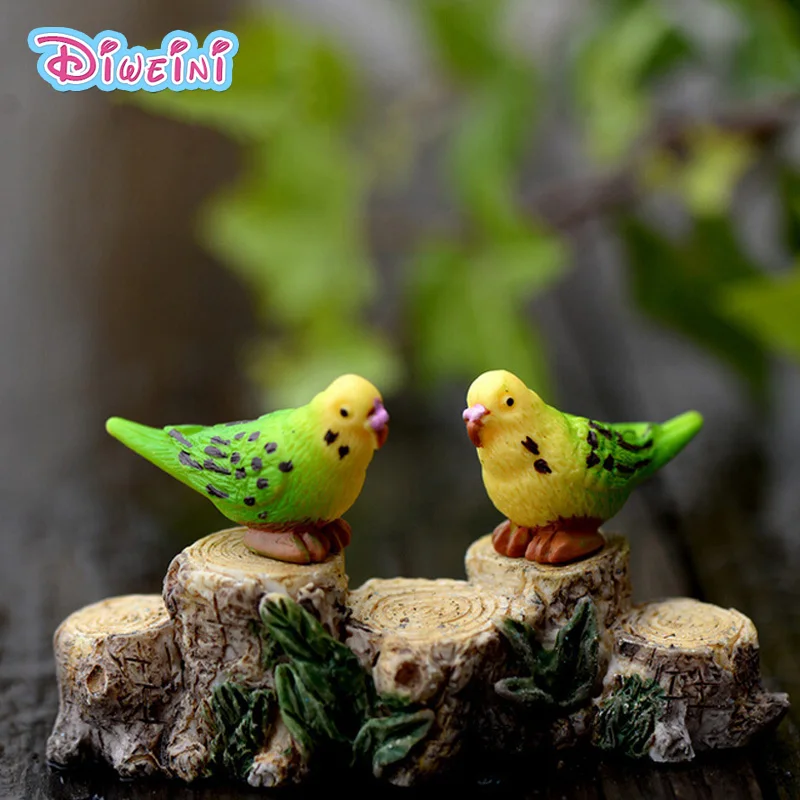

Parrot Cartoon Forest Animal Mini Model Kawaii Toy Figurine Plant Pot Decoration Miniature Garden Statue Ornaments Resin Craft