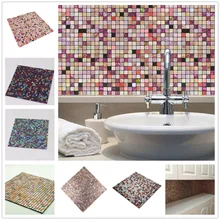 Rainqueen 30x30cm 3D Metal Mosaic Self Adhesive Wall Sticker Kitchen Backsplash Bathroom Peel And Stick Wall Tile Home DIY Decor 3d random design fresh green crystal glass mosaic backsplash pool wall tile bathroom kitchen decor sticker free shipping lsnsj06