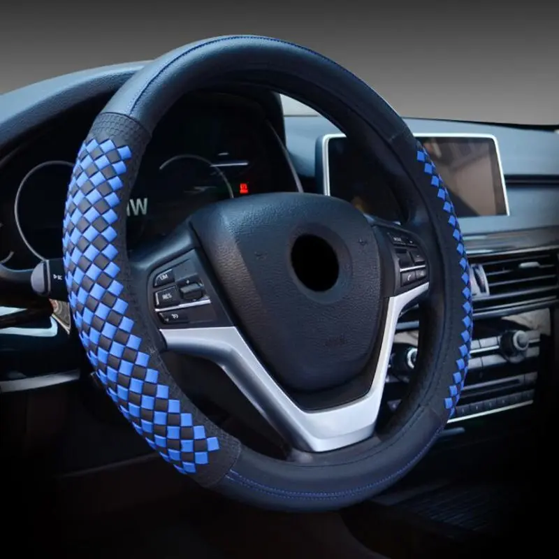 

Micro Fiber Leather Car Steering Wheel Cover Weave Braid Style Auto Steering-wheel Covers Anti-slip Knit Car Accessory