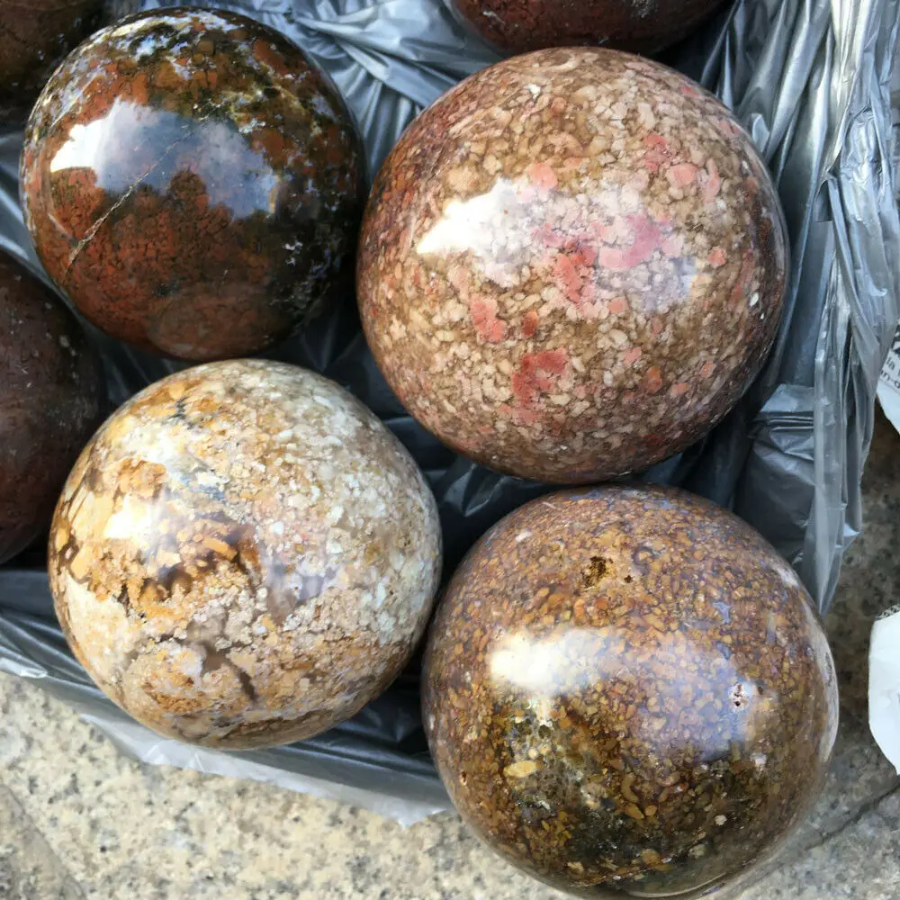 

1kg wholesale Different size color crystal natural polished ocean jasper crystal ball
