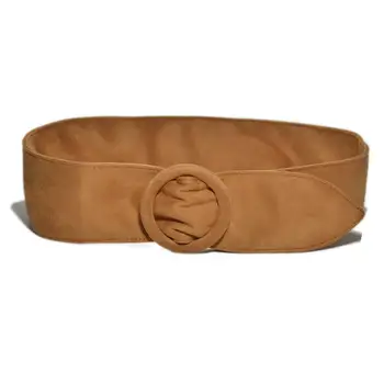 

Hot Women Fashion Solid Color Suede Ring Buckle Waistband Belt for Jeans Dress Gift