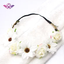 M MISM 8 Color Flower Wreath Chic Wedding Floral Girls scrunchy Headband Hairband Tiara Garland Headdress Women Hair Accessories