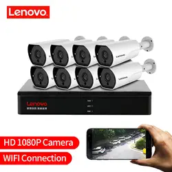 LENOVO 1080 P POE NVR комплект 2.0MP HD видеонаблюдения Камера Системы аудио ip-камера с монитором P2P наружного видеонаблюдения Системы
