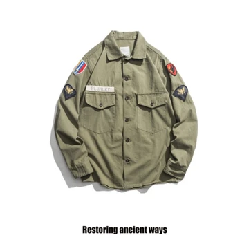 

New American Men's Cargo Jacket Spring Autumn Fashion Retro Military Multi Pocket Long Sleeve Thin Jacket DS50328