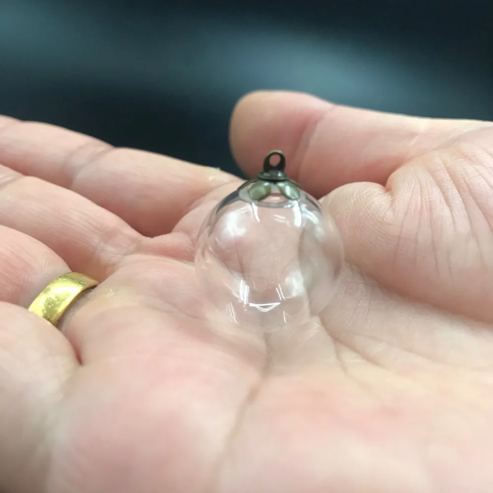 1/3/5X 18mm Glass Orb Beads globe locket hollow bubble dome cover wishing bottle jars necklace round ball charm vial diy pendant 2