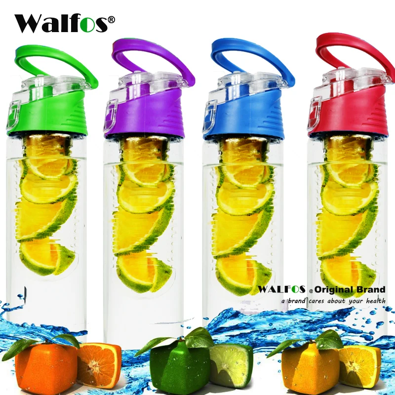 

WALFOS 800ml Cycling Sport Fruit Infusing Infuser Water Lemon Bottles Juice Bicycle Health Eco-Friendly BPA Detox Flip Lid