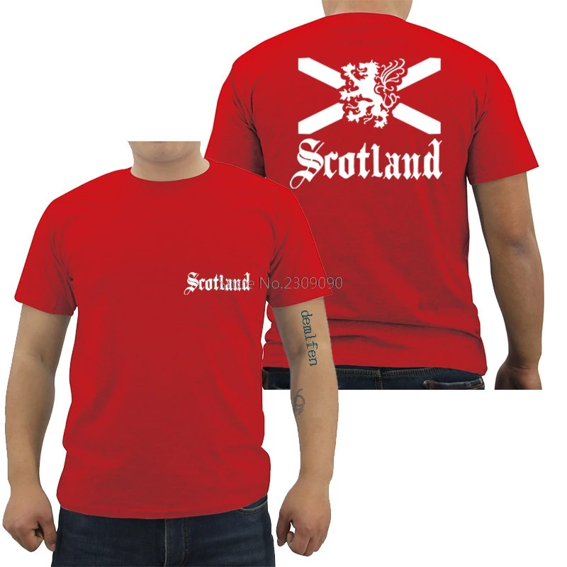 Шотландский Флаг Шотландии Футболка мужская повседневная хлопковая футболка с коротким рукавом Повседневная мужская футболка хип-хоп футболки топы Харадзюку уличная одежда - Цвет: red