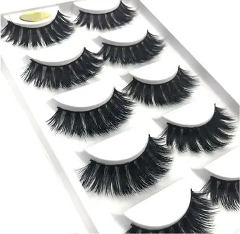 

New 5pairs Handmade thick Cotton Stalk black long 3D Water Mink False Eyelashes Cross Messy Dense Natural Eye Lashes Makeup lash