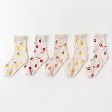 SP& CITY 5 пар/компл. Для женщин милые Полые ажурные носки фруктов kawill в стиле "Лолита" дышащий Япония Стиль носки для девочек Косплэй Sox