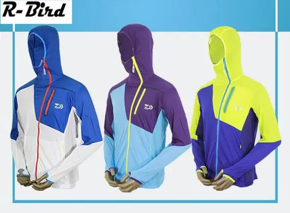 2016 New Shirts Daiwa Fishing Clothing Breathable Sunscreen Shirt Quick Drying UPF 50 Long Sleeve Hooded