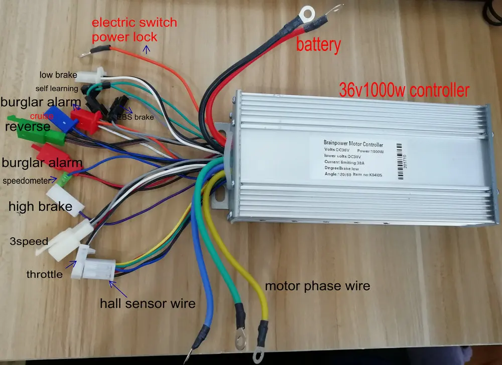 36v48v60v64v800w1000w контроллер двигателя BLDC 15mosfet с 3 скоростным обратным электрическим