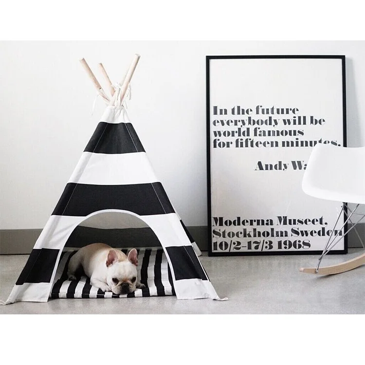 Portable Pet House Cotton Canvas Tent Dogs Cats Bed Room Cage Folding