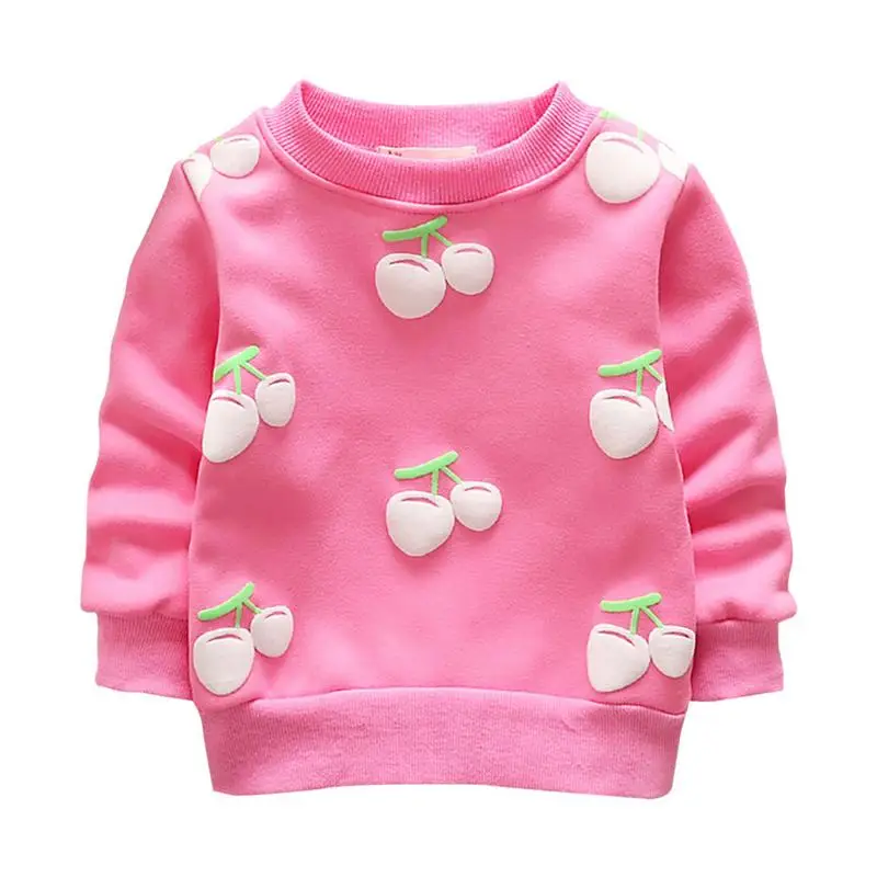 Хлопковый свитер для малышей; пальто; сезон осень-зима; детская бархатная одежда с вишневым принтом; свитер с длинными рукавами для девочек и мальчиков; одежда