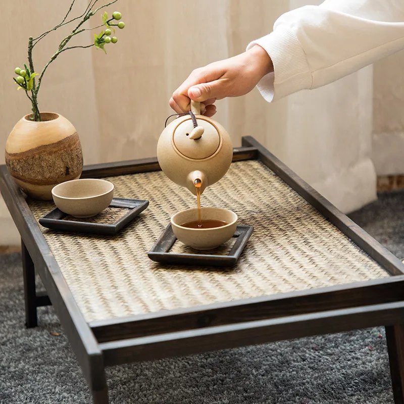 Portable Bamboo&Wood Foldable Breakfast Table Laptop Desk Bed Serving Tray TV Table Asain Style Low Tea Table Furniture Folding