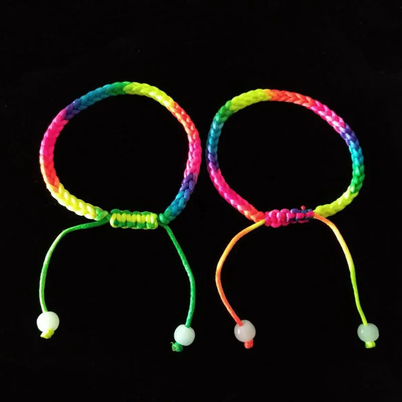 10 x Cotton Rainbow Macrame Multi-Colour Braided Cord Thread Adjustable Opening Cuff Bracelets Unisex Handmade Jewelry cotton bracelet