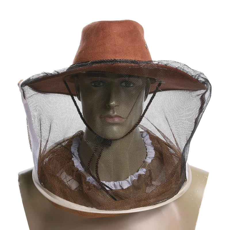 

Large Brim Beekeeper Beekeeping Anti-bite Hat Face Protective Net Outdoor Anti-mosquito Mask Cap Ship US