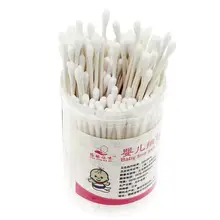 200 шт., ватный тампон с двойной головкой, чистка ушей, инструменты для здоровья, женский макияж, хлопковый бутоном наконечником для медицинских деревянных палочек