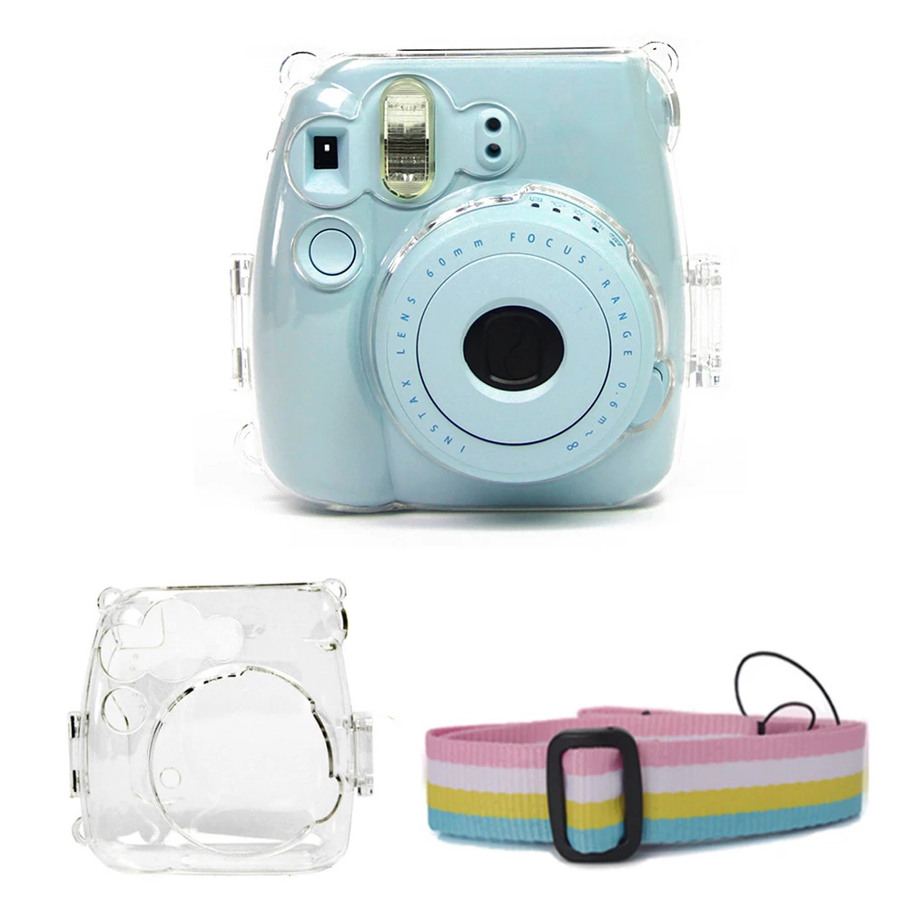 

Crystal Transparent Protective Case Cover Pouch Shoulder Strap for Fuji Fujifilm Instax Camera Mini 9 8 8+Instant Accessories