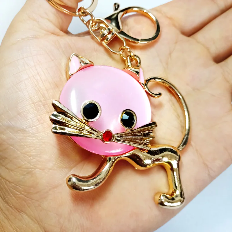

Fashion Cat Keychain Bag Charm Pendant Keys Crystal Key Chains Bag Buckle Bag Pendant Car keys Metal pendant For Women Girl Gift
