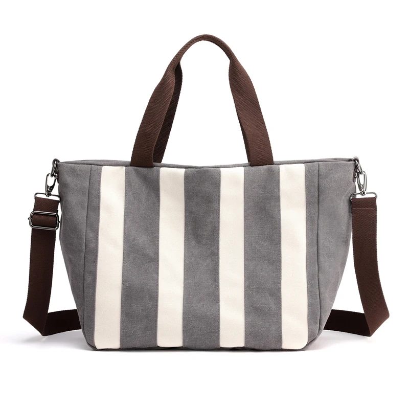 COZMOZ модная Холщовая Сумка в полоску Женская сумка для отдыха сумки для женщин Лоскутная Повседневная женская сумка через плечо сумки через плечо - Цвет: Gray