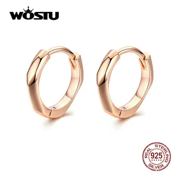 

WOSTU 2019 Rose Gold Hoop Earrings 925 Sterling Silver Small Hoop Earrings For Women Wedding Original Silver 925 Jewelry FNE119
