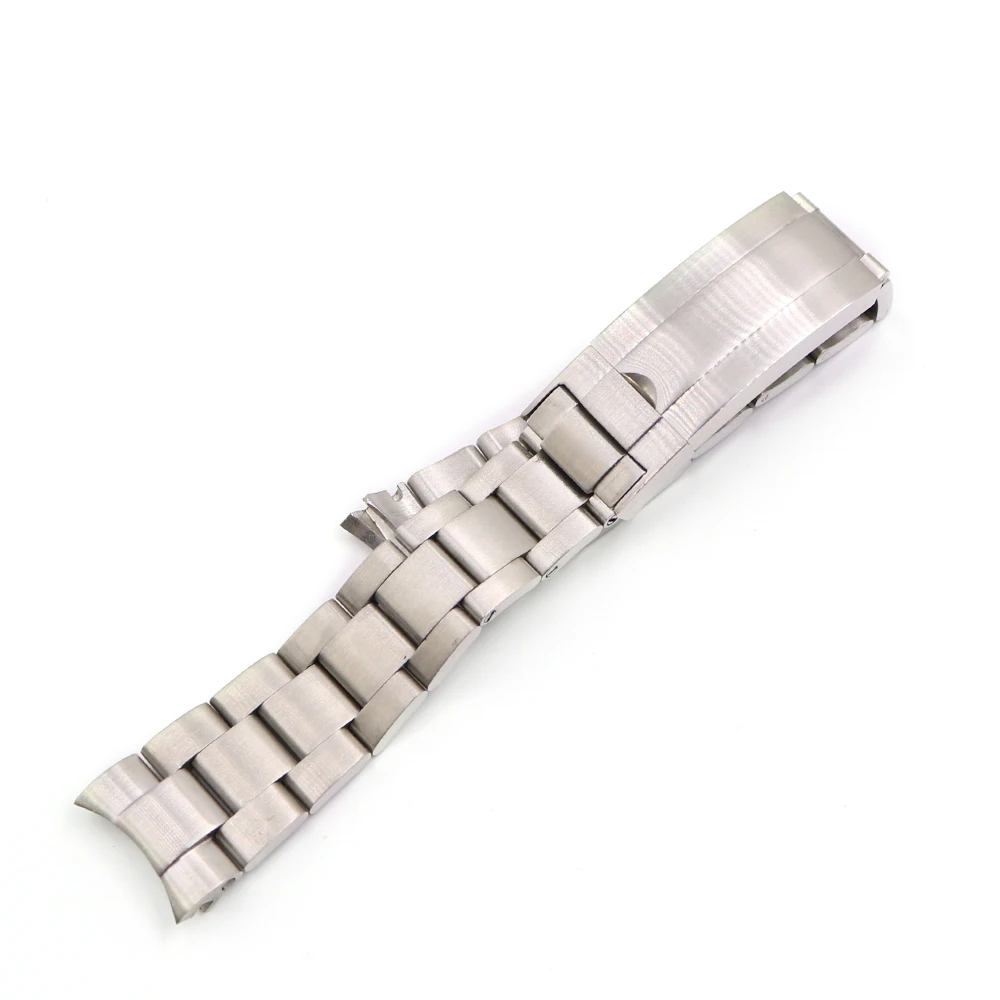 CARLYWET 20mm Silver Stainless Steel Solid Curved End Screw Links Glide Lock Clasp Watch Band Bracelet For Submariner GMT