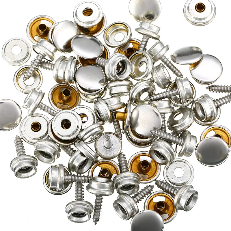 

Silver Self-tapping screw stud Leather Jackets Handbags Boat Marine 75PCS Accessories Snap Fastener sockets Useful