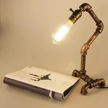 Ретро винтажный промышленный Бар Кафе Эдисон свет для учебы креативный Железный водопровод Настольная лампа спальня ржавый цвет