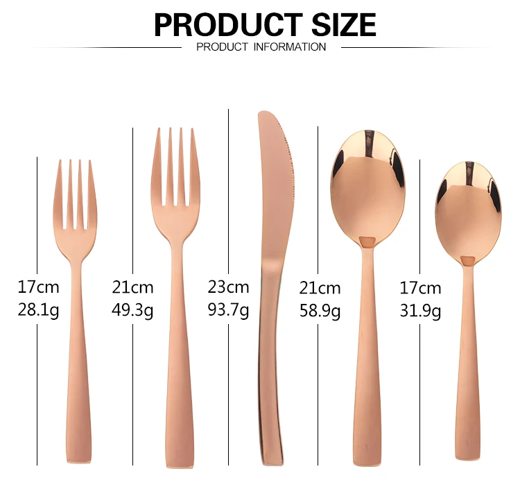 Набор Европейской посуды 5 шт. 18/10 нержавеющая сталь Розовое золото квадратная ручка чайная ложка Вилка Столовая Посуда розовое высокое качество набор столовых приборов