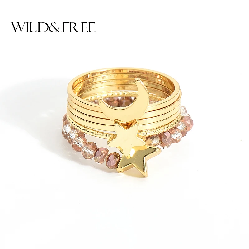 

6 pcs/set Bohemian Charm Gold Color Midi Finger Ring Set for Women Handmade Boho Knuckle Rings Punk Jewelry Party Gift for Girl