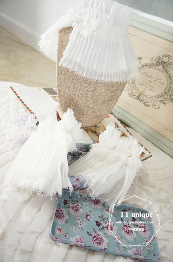 Günstige Mode Romantische Perle Dekorative Gefälschte Kragen manschetten Abteilung Falsche temperament Chiffon Crest Kragen Spitze organist