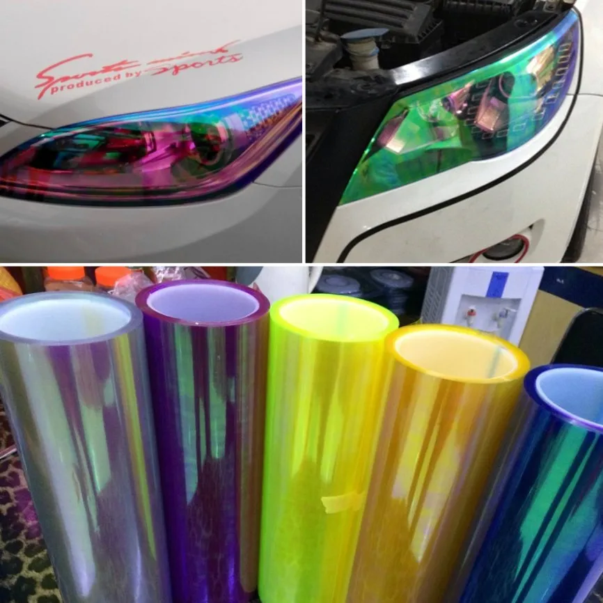 30cm*1m Shiny Chameleon Auto Car Styling headlights Taillights Translucent film lights Turned Change Color Car film Sticks