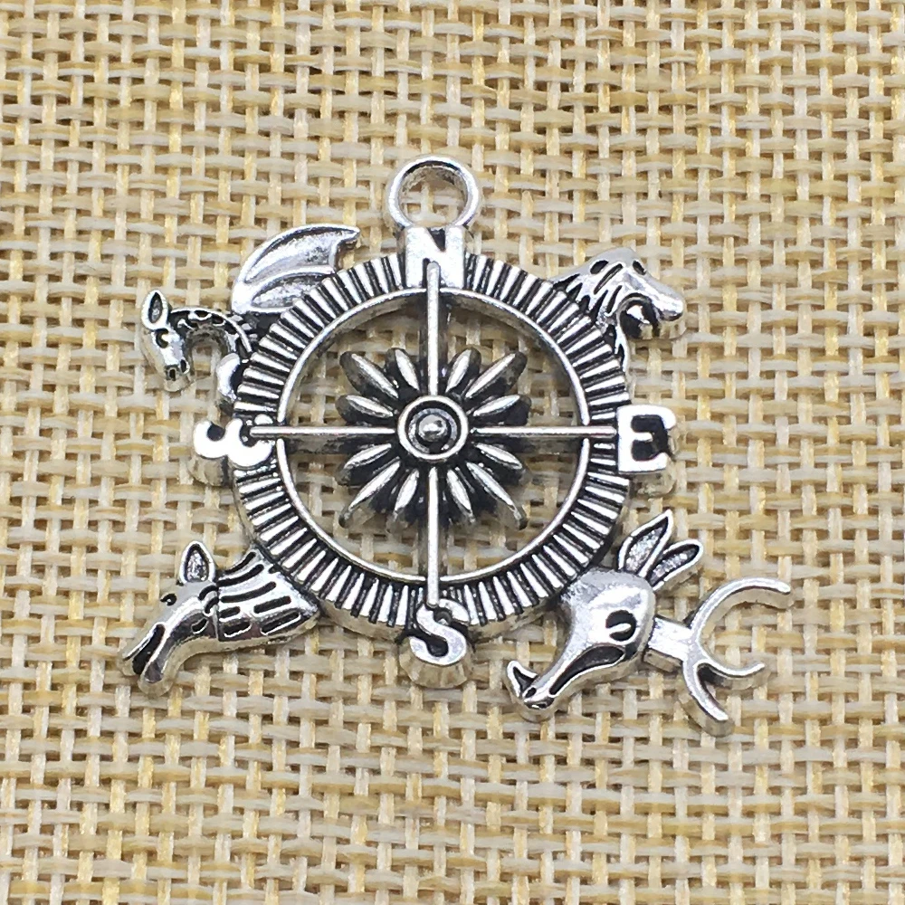 

10Pcs Game of Thrones Compass Charms Antique Silver Color DIY Jewelry Making Handmade Crafts