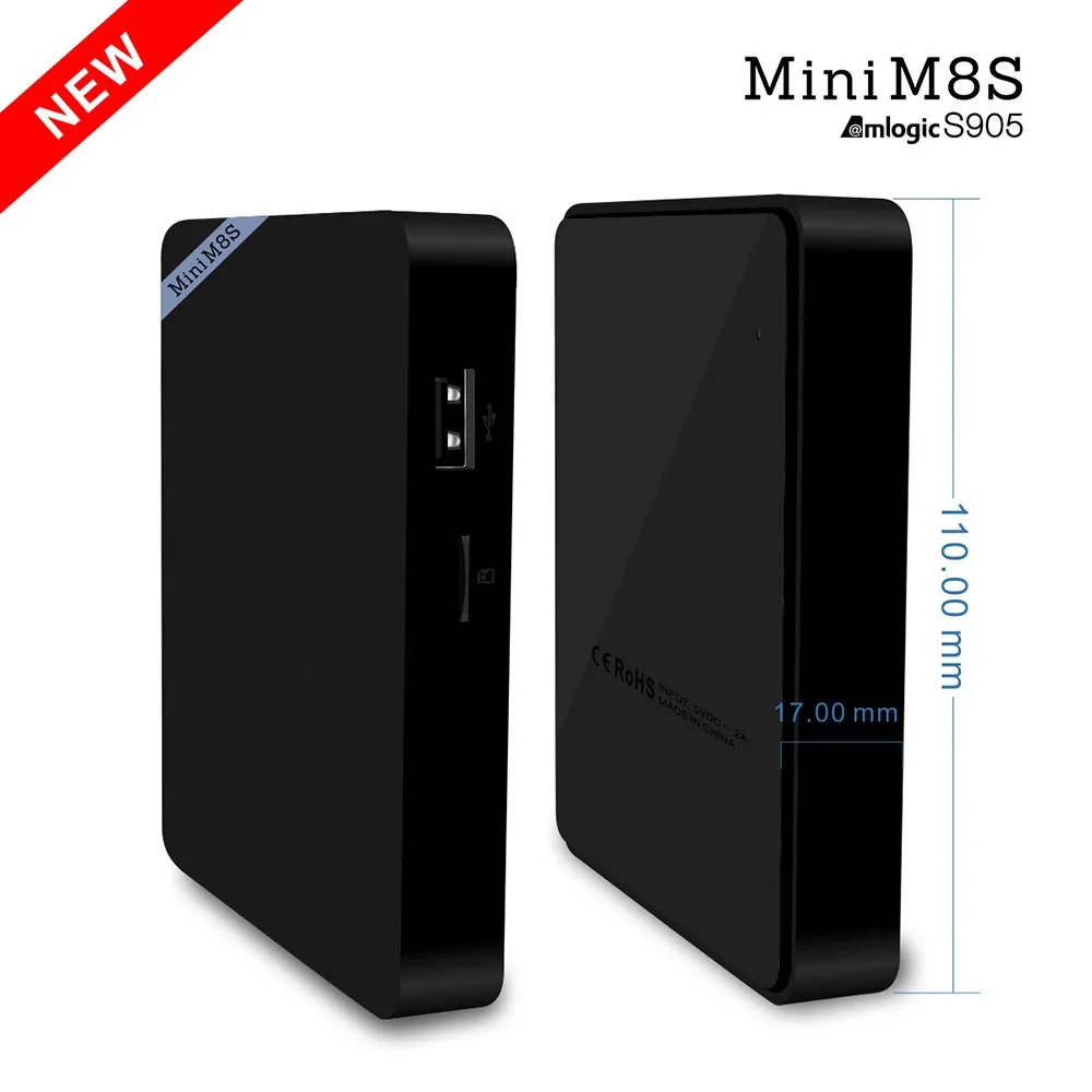 Мини M8S Android tv Box M8S четырехъядерный ТВ приставка 64 бит 100M LAN 2,4G Wi-Fi Bluetooth 4K 2 ГБ+ 8 Гб 64 бит ARM wifi медиаплеер