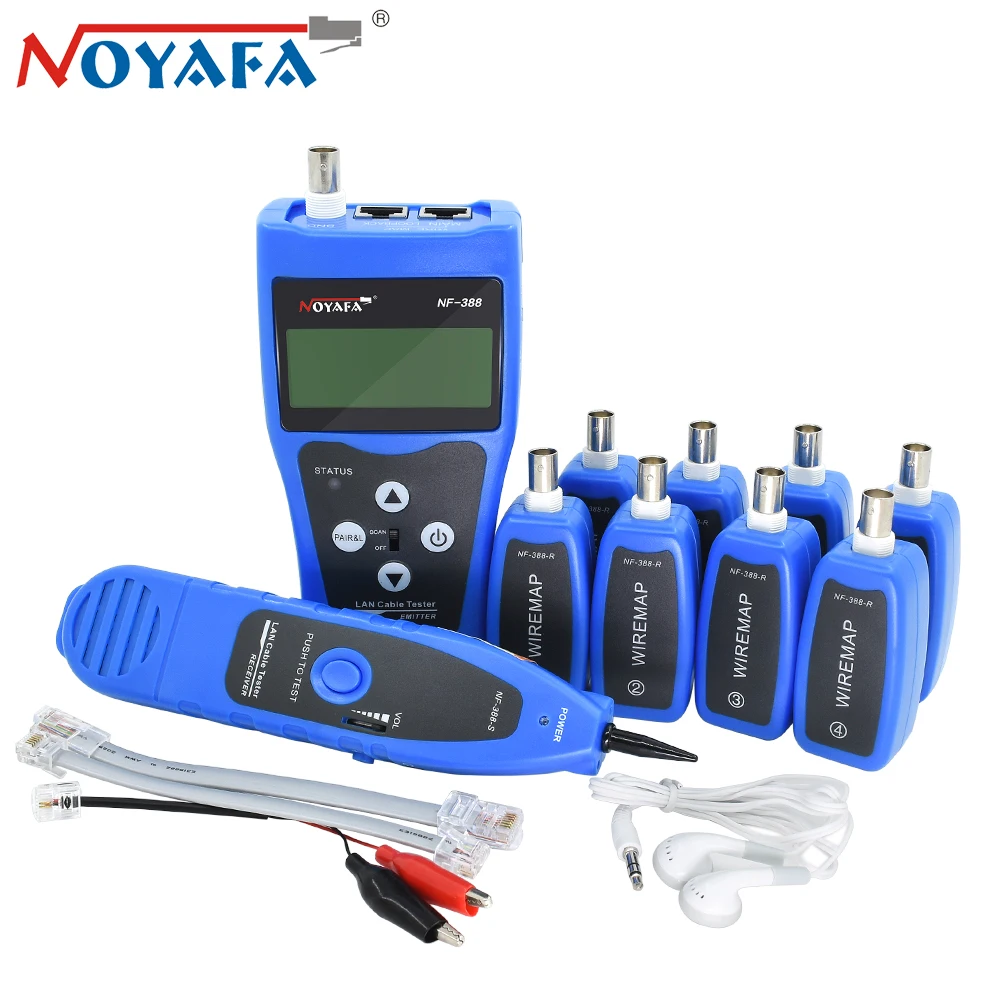 

NOYAFA NF-388 Remote Finder Cable Locator Tester Wire Tracker Tracer Lcd RJ45 RJ11 BNC USB Telephone Toner Network Tool Kit Blue