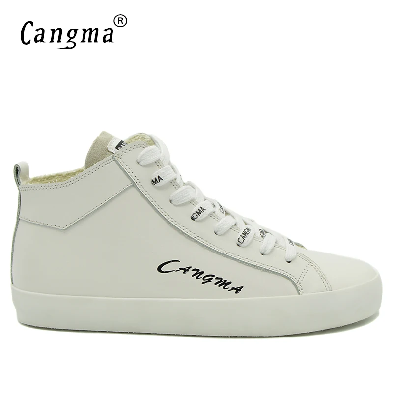 

CANGMA Italy Luxury Genuine Leather Sneakers Men Handmade White Shoes Mid Lace Up Designer Man's Vintage Adult Casual Shoes Male