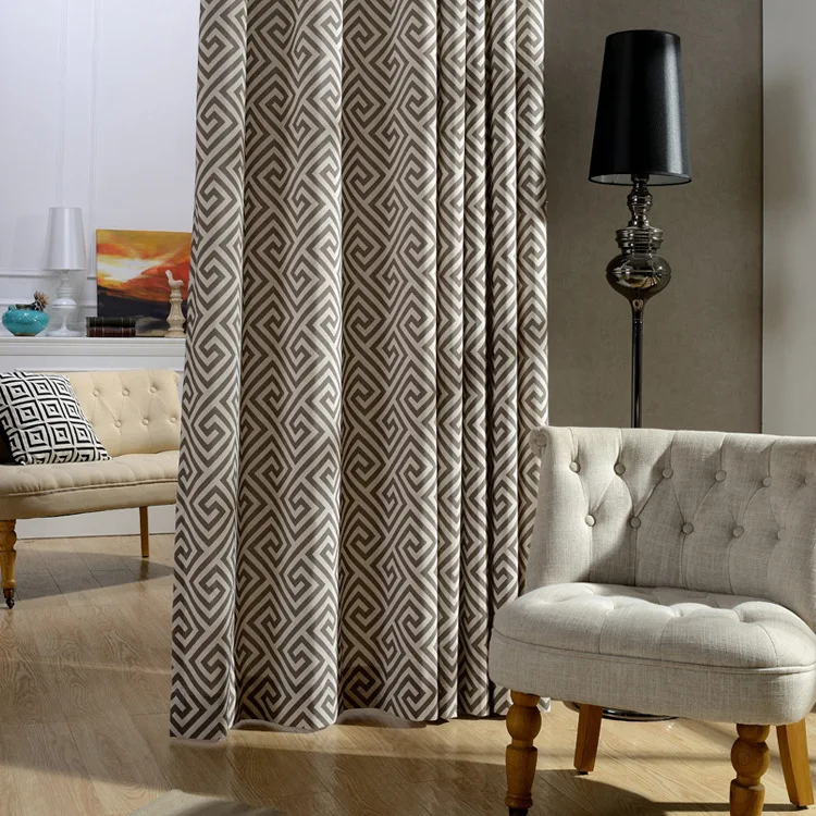 

Modern Simple European Style Polyester/Cotton Printed Shade Curtains for Living Room and Bedrooms Blackout Curtains
